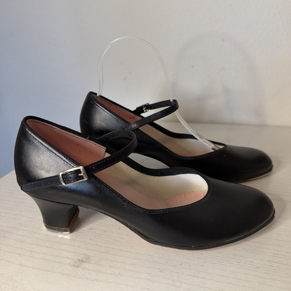 Capezio Tele Tone Tap Shoes Womens Size 7.5 M Black Leather Mary Jane Dance Box